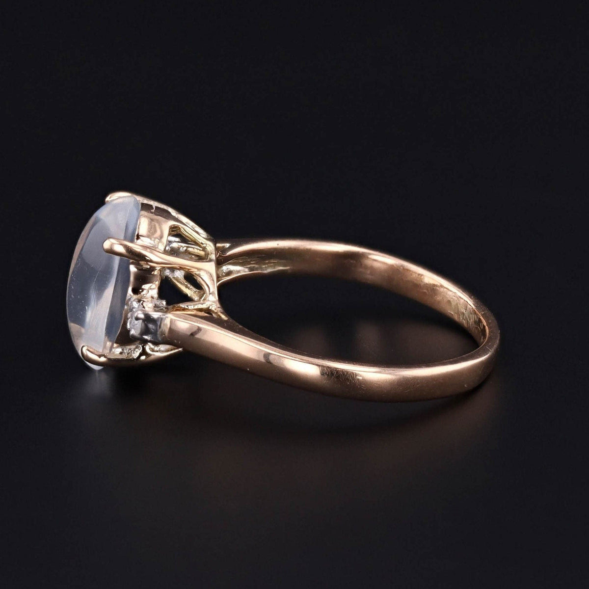 Vintage Moonstone and Diamond Ring of 14k Gold - Trademark Antiques
