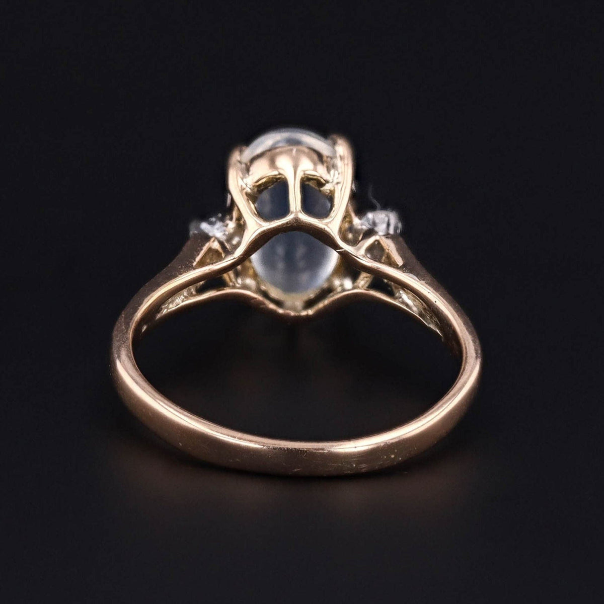 Vintage Moonstone and Diamond Ring of 14k Gold - Trademark Antiques