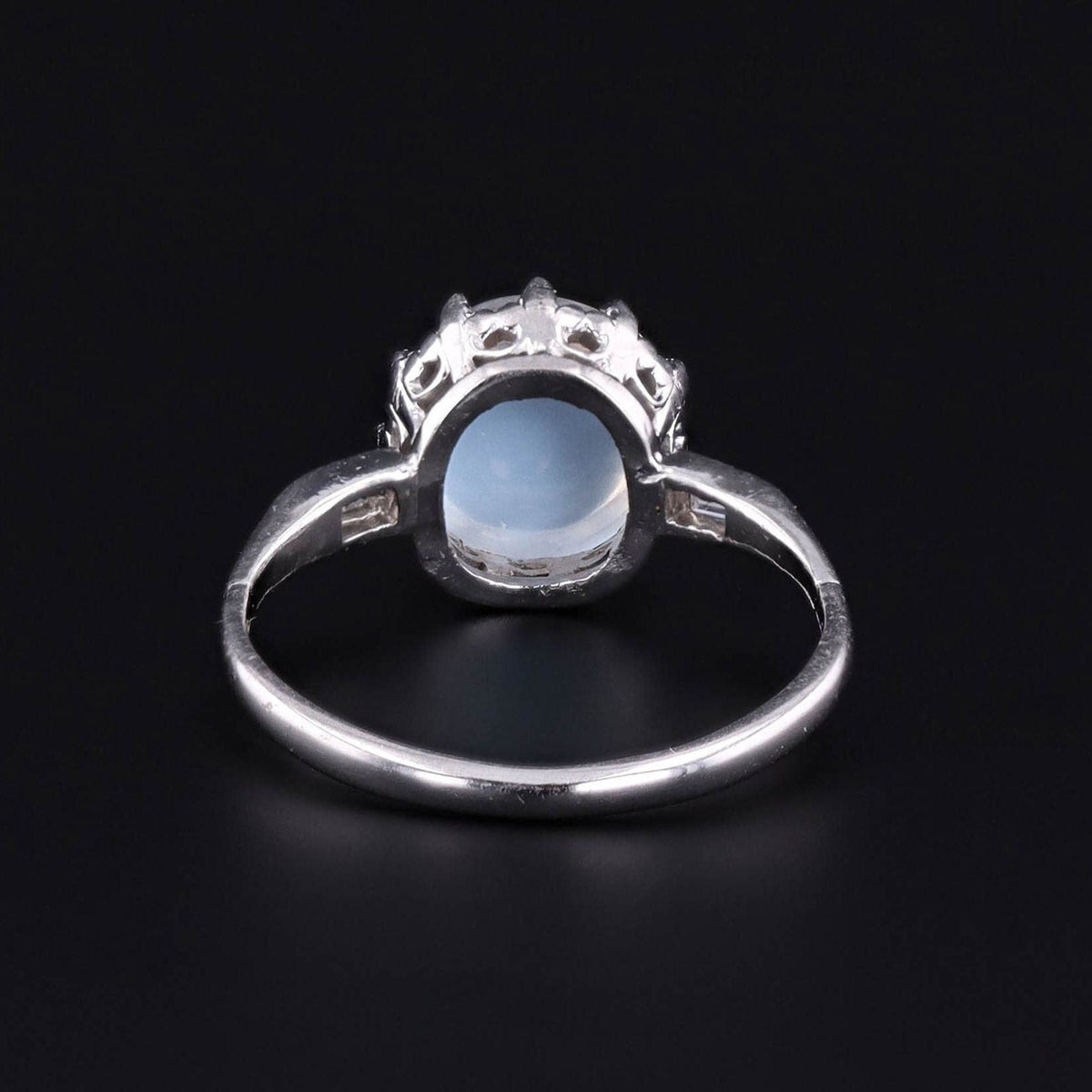 Vintage Moonstone and Diamond Ring of 14k White Gold - Trademark Antiques