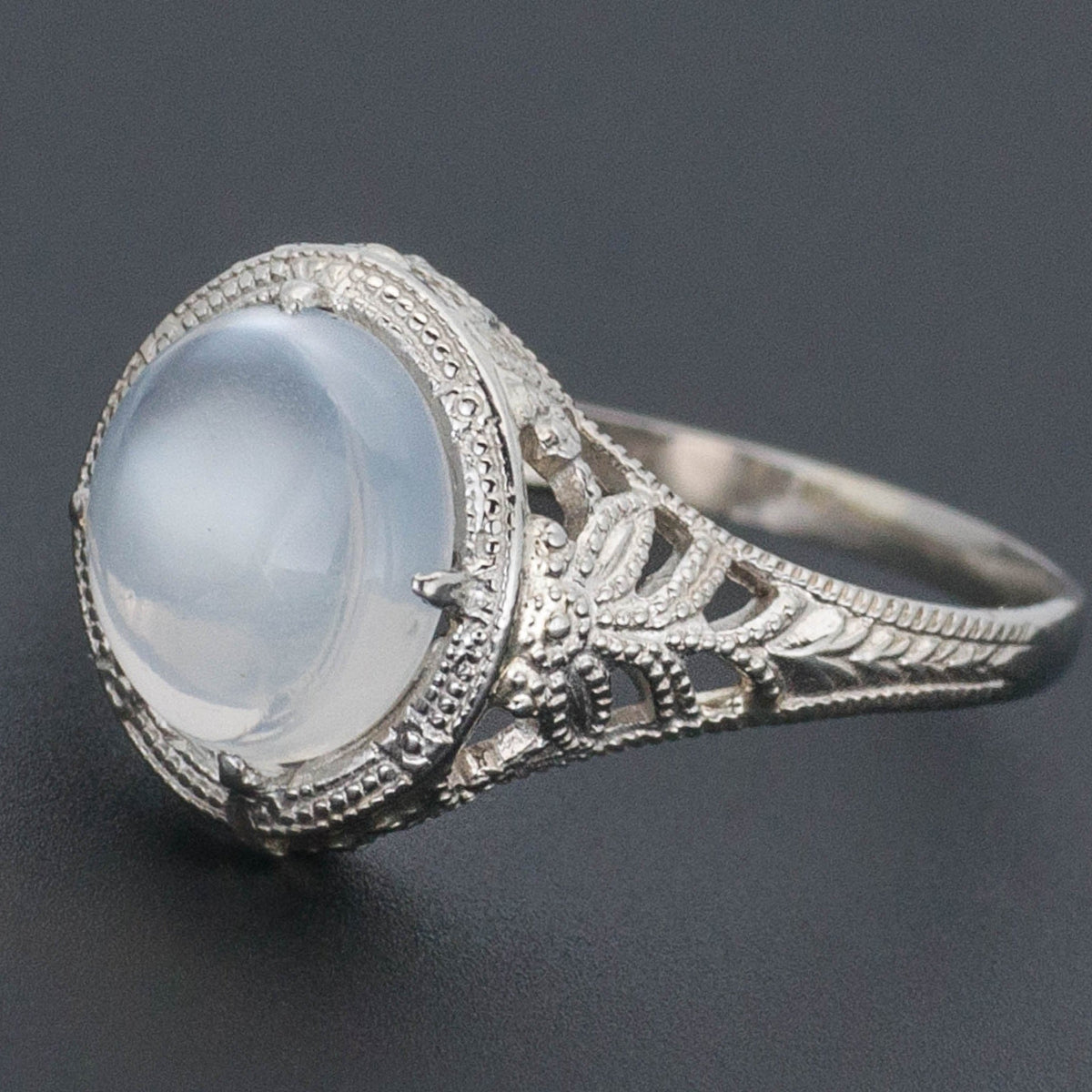 Vintage Moonstone Filigree Ring | 14k Gold Filigree Ring - Trademark Antiques