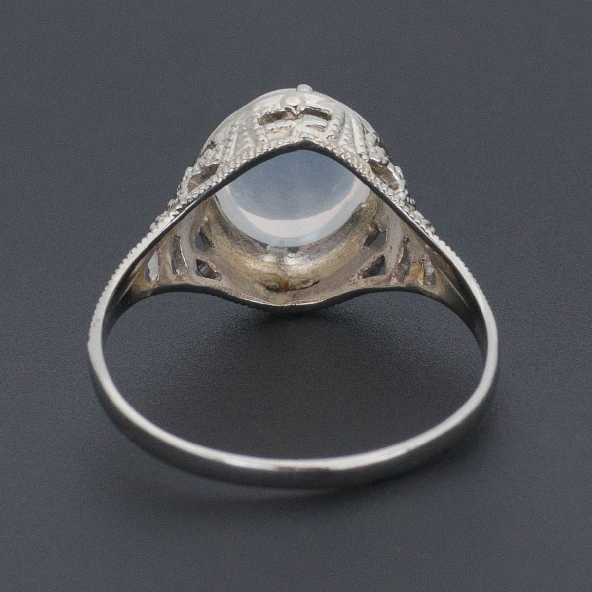 Vintage Moonstone Filigree Ring | 14k Gold Filigree Ring - Trademark Antiques