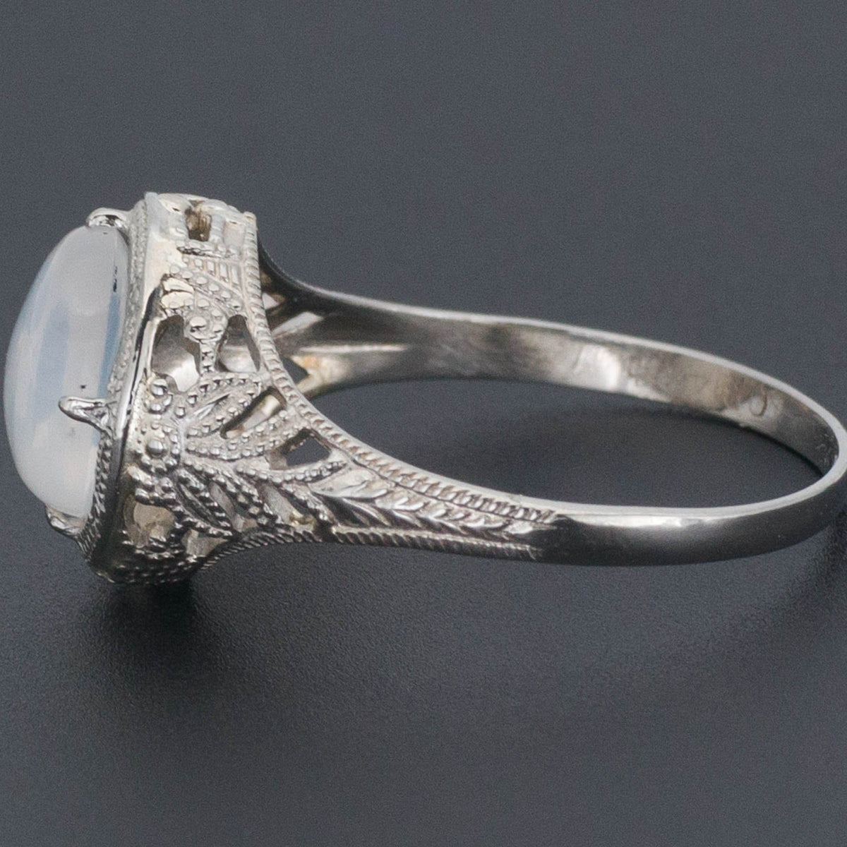 Vintage Moonstone Filigree Ring | 14k Gold Filigree Ring - Trademark Antiques