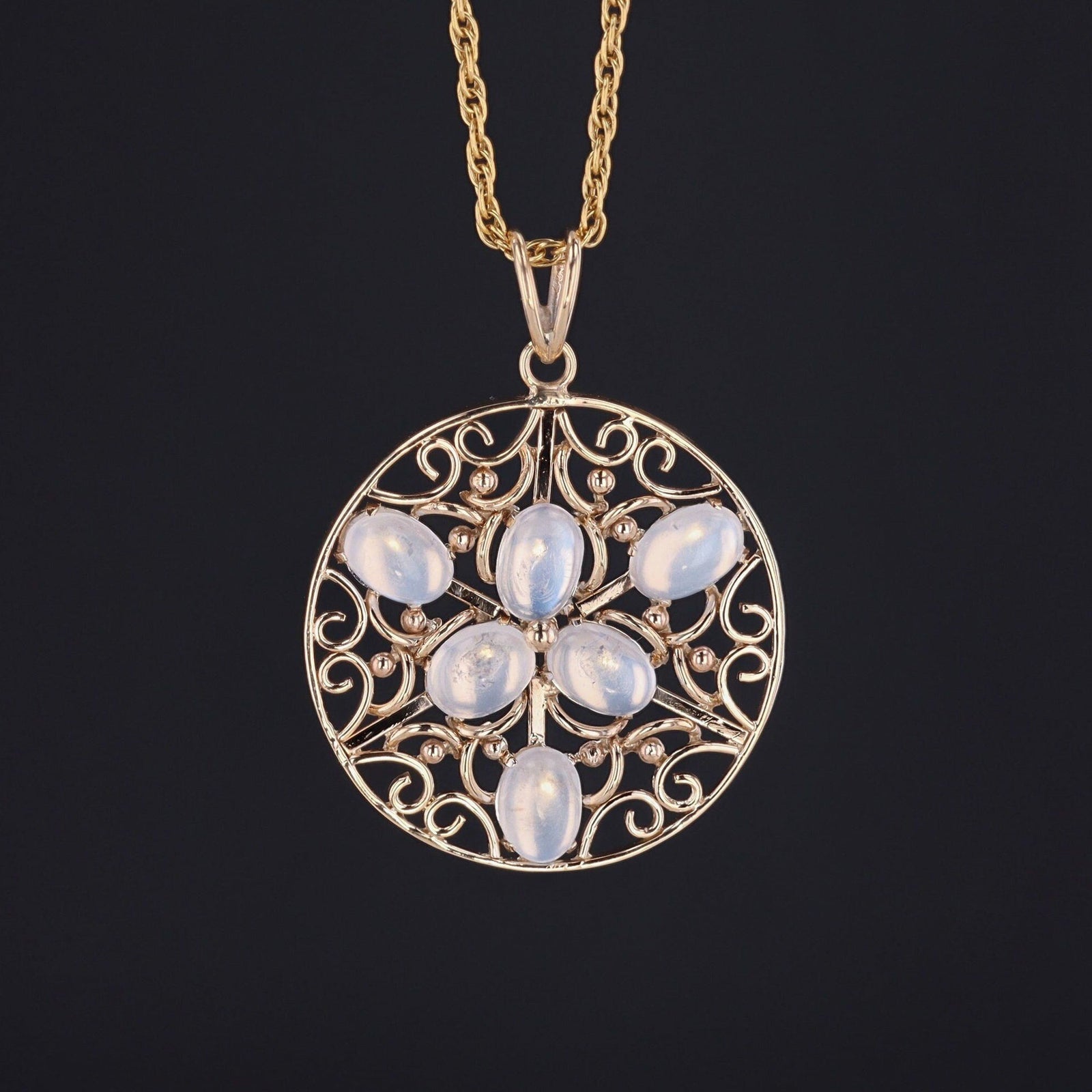 Vintage Moonstone Pendant | 14k Gold Moonstone Pendant - Trademark Antiques