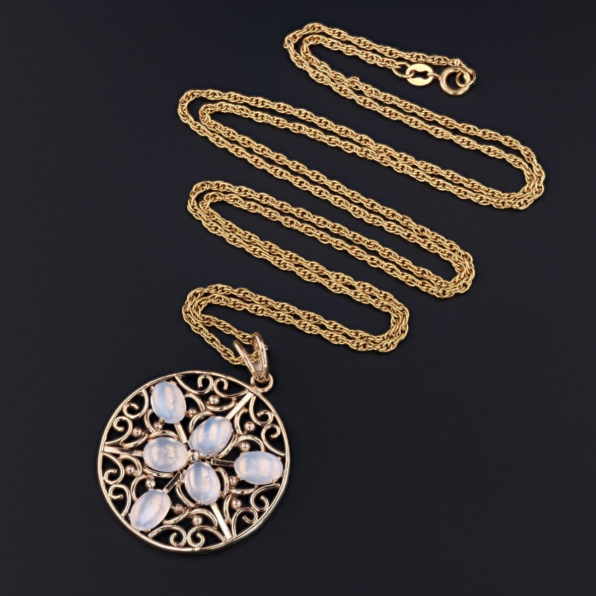 Vintage Moonstone Pendant | 14k Gold Moonstone Pendant - Trademark Antiques