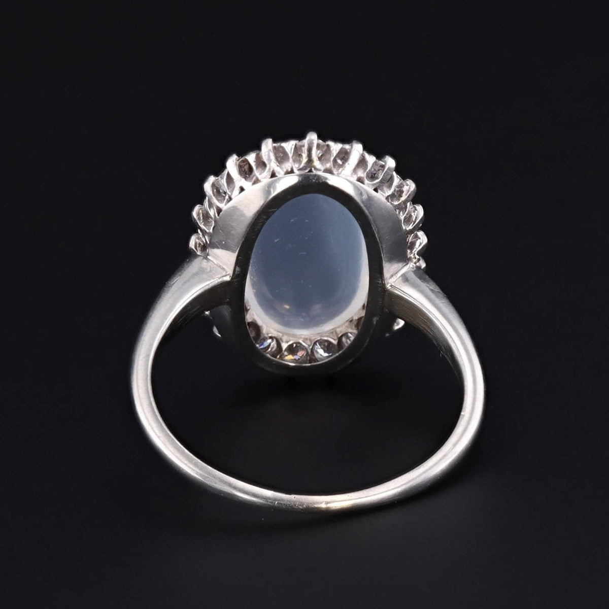 Vintage Moonstone Ring | Mid - Century Moonstone &amp; Diamond Ring - Trademark Antiques