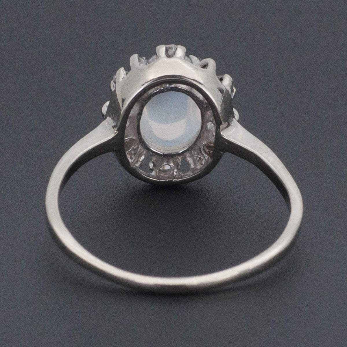 Vintage Moonstone Ring | Mid - Century Moonstone &amp; Diamond Ring - Trademark Antiques