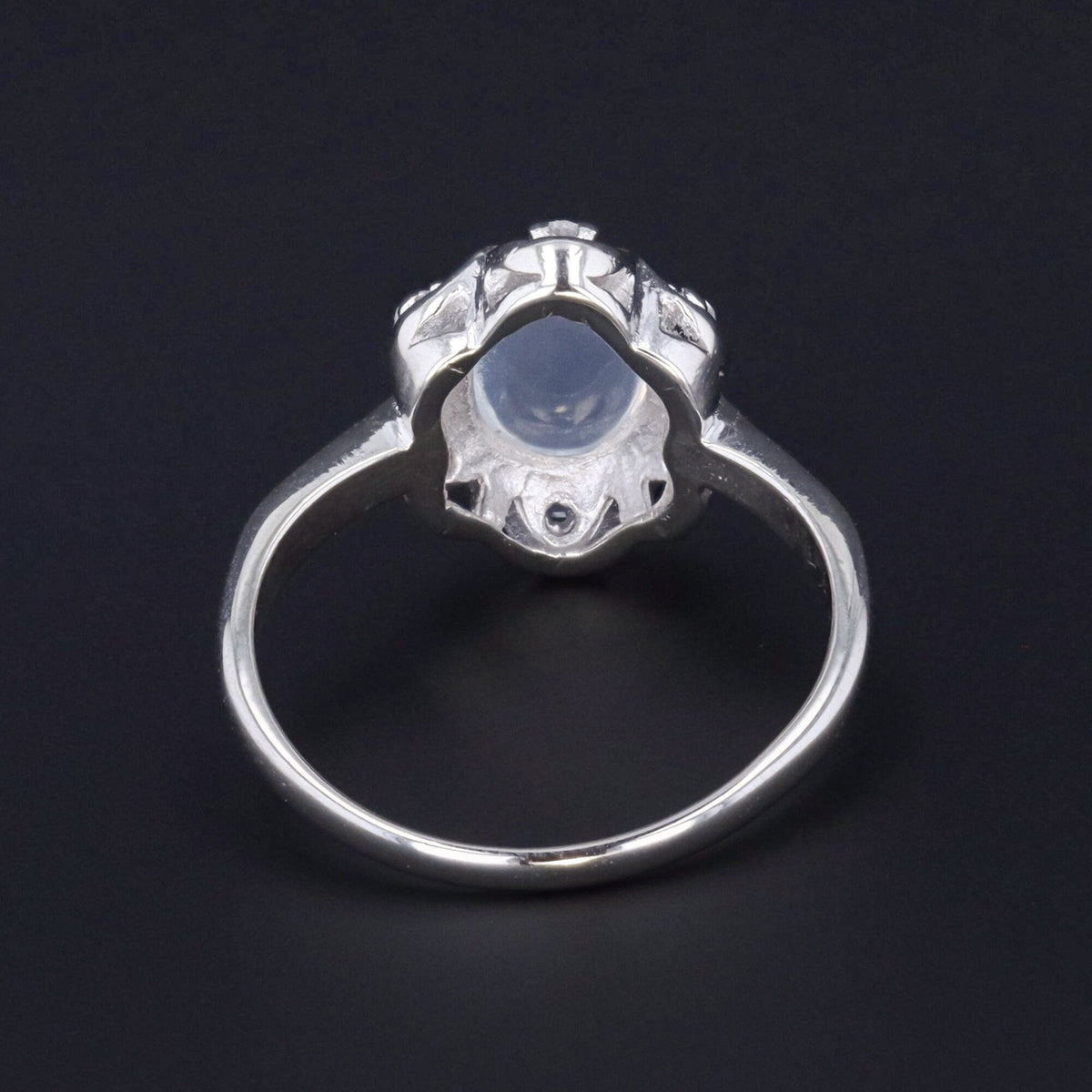 Vintage Moonstone Ring | Mid - Century Moonstone &amp; Rock Crystal Ring - Trademark Antiques