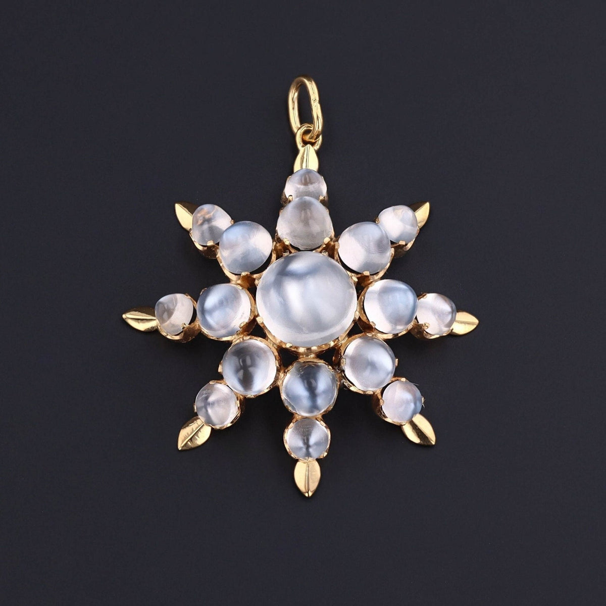 Vintage Moonstone Star Pendant | 14k Gold Moonstone Pendant - Trademark Antiques