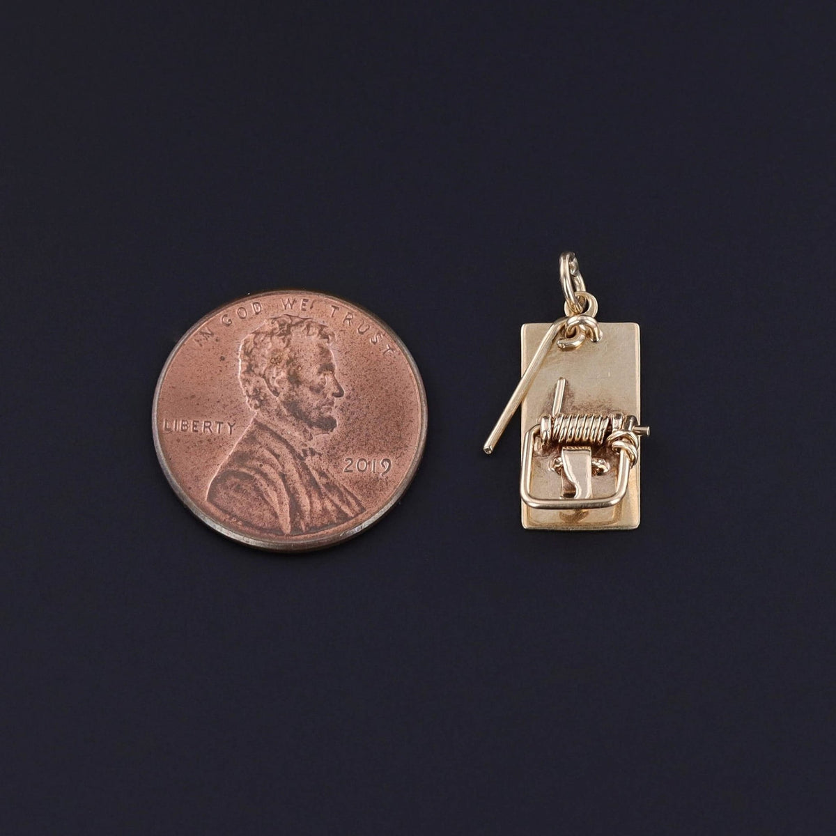 Vintage Mouse Trap Charm of 14k Gold - Trademark Antiques