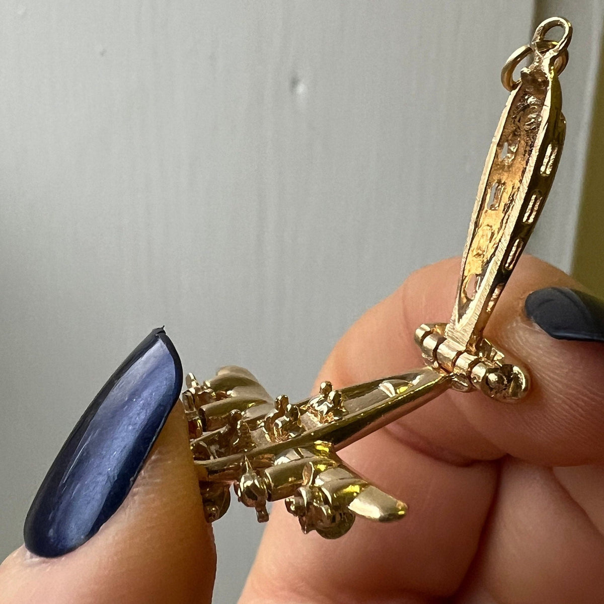 Vintage Movable Airplane Charm of 14k Gold - Trademark Antiques