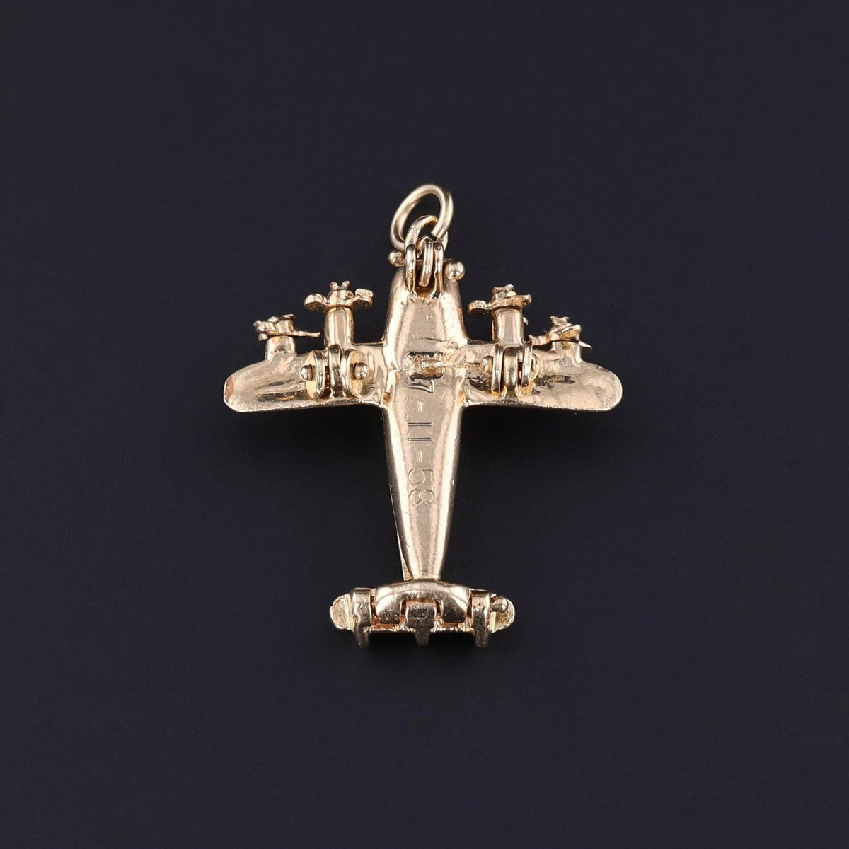 Vintage Movable Airplane Charm of 14k Gold - Trademark Antiques