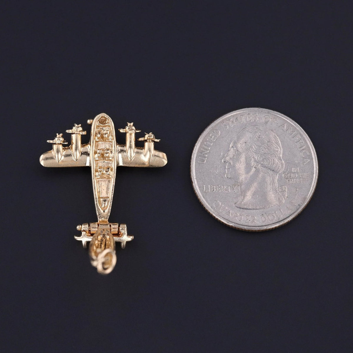 Vintage Movable Airplane Charm of 14k Gold - Trademark Antiques