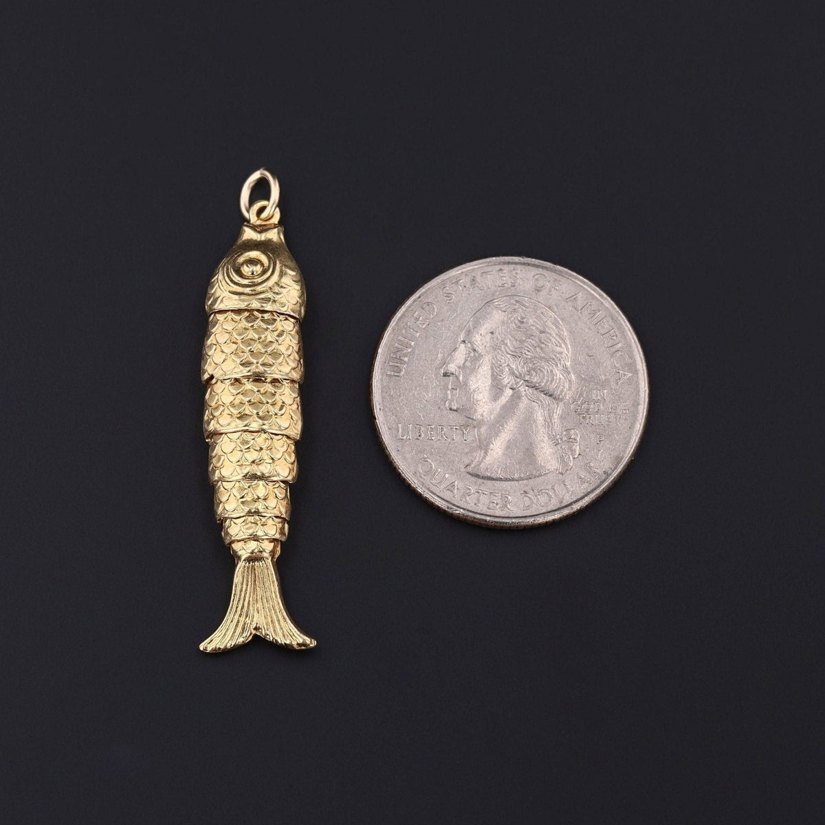 Vintage Movable Fish Pendant of 18k Gold - Trademark Antiques