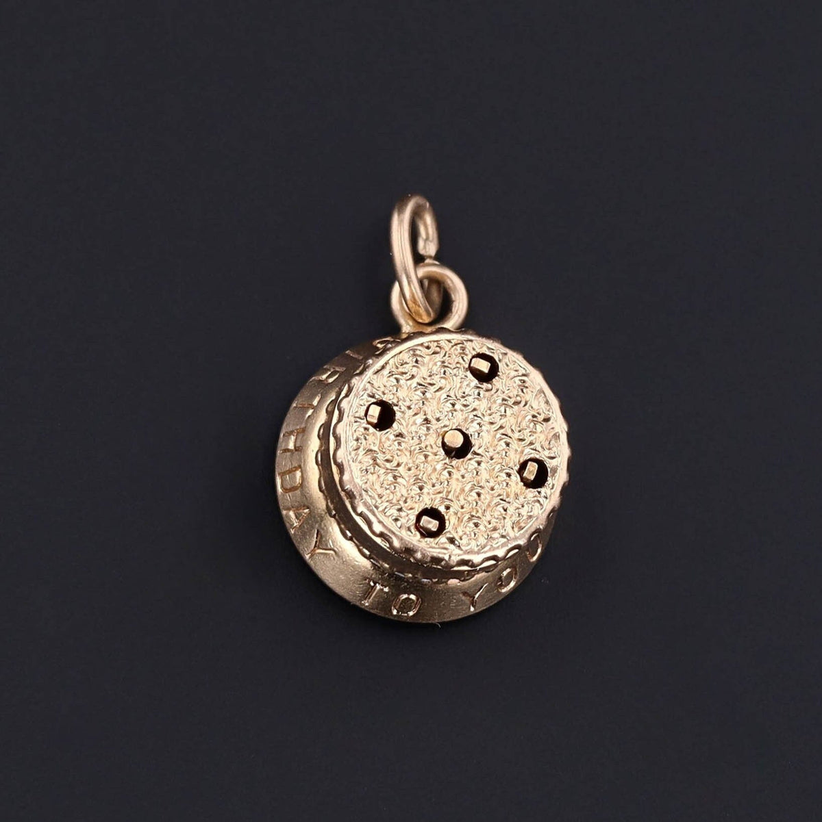Vintage Moveable Birthday Cake Charm of 14k Gold - Trademark Antiques