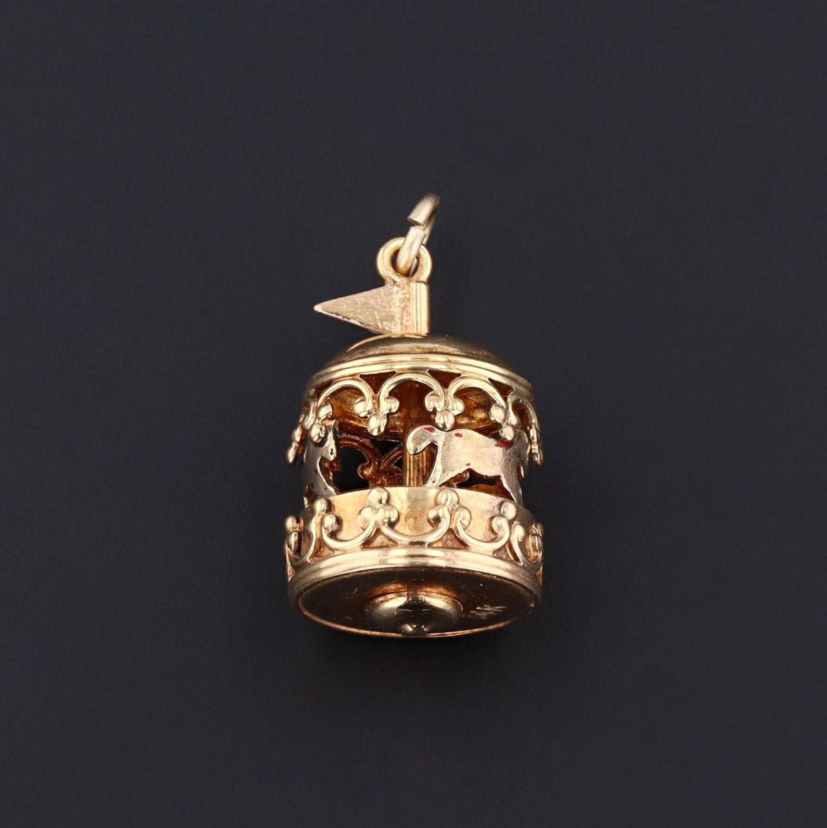 Vintage Moveable Carousel Charm of 14k Gold - Trademark Antiques