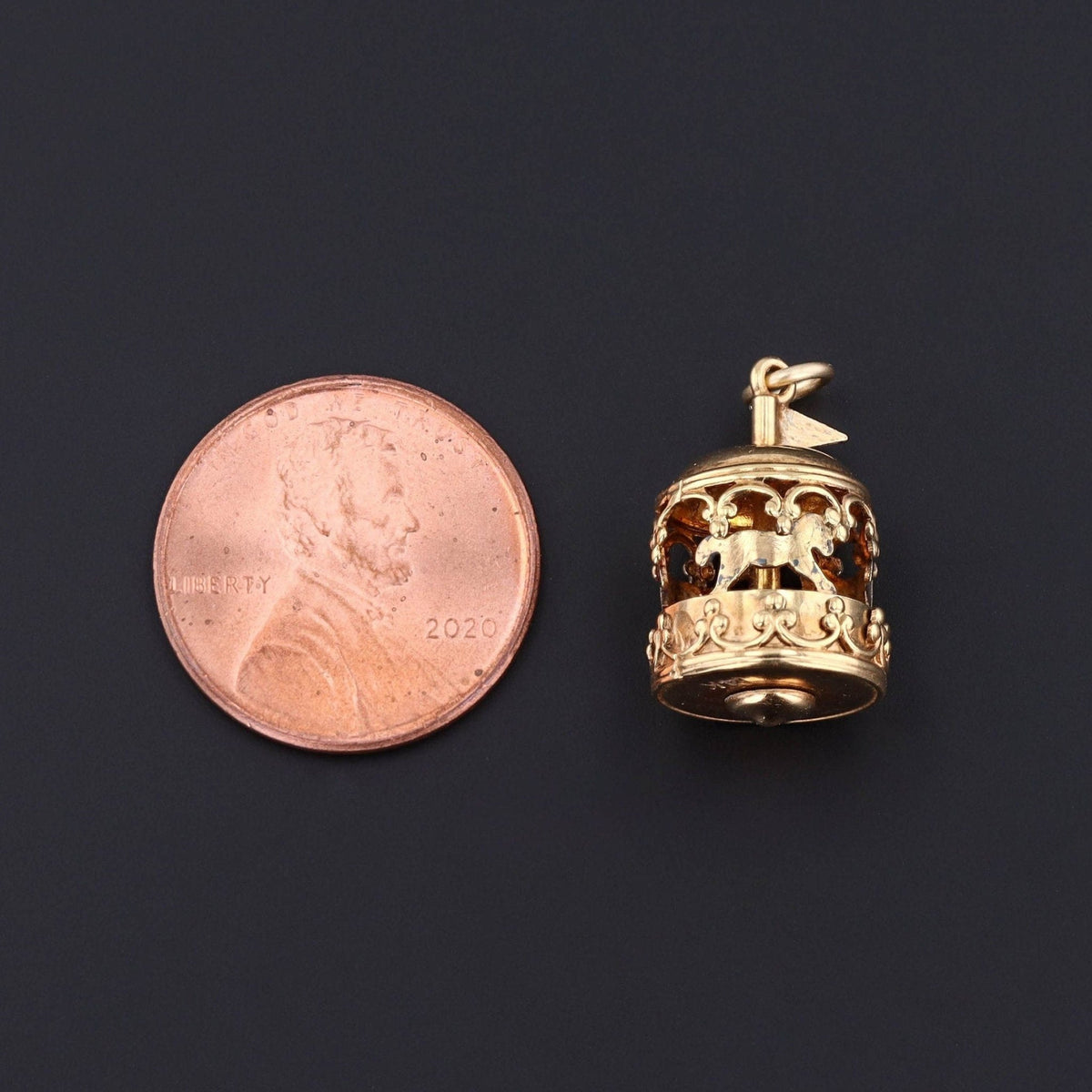 Vintage Moveable Carousel Charm of 14k Gold - Trademark Antiques