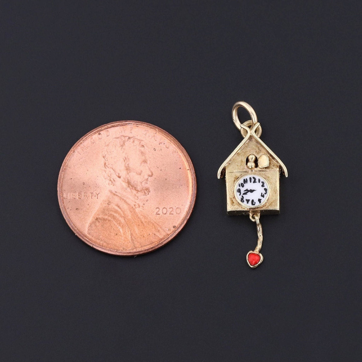 Vintage Moveable Cuckoo Clock Charm of 14k Gold - Trademark Antiques