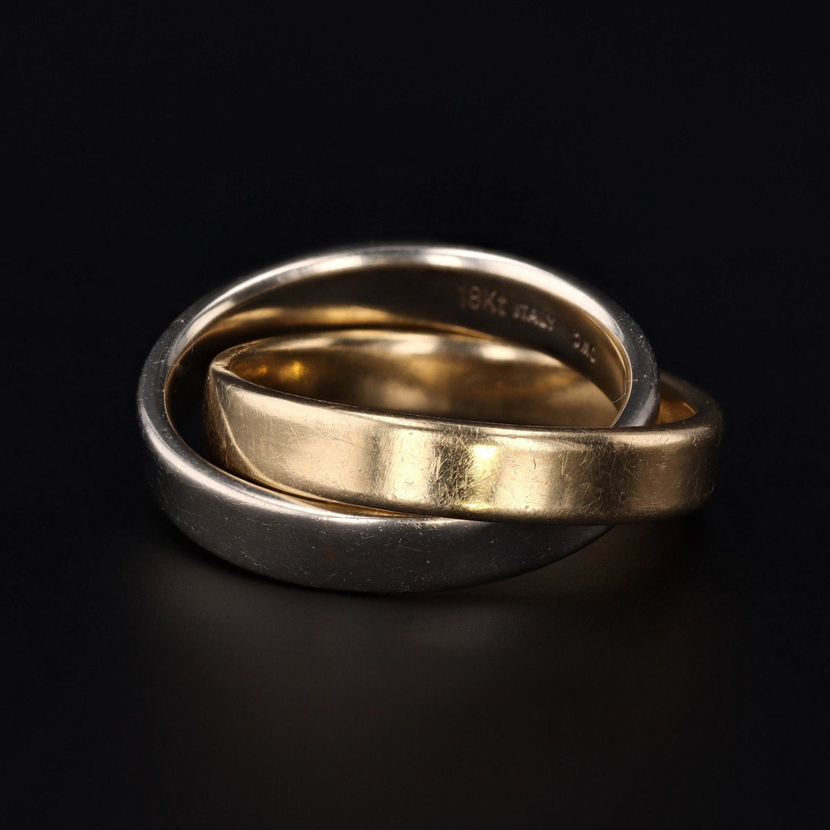 Vintage Moveable Double Band Rolling Ring of 18k Gold Ring - Trademark Antiques