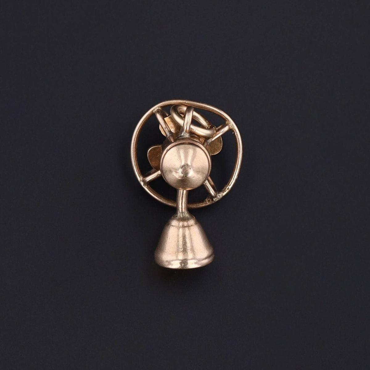 Vintage Moveable Fan Charm of 14k Gold - Trademark Antiques