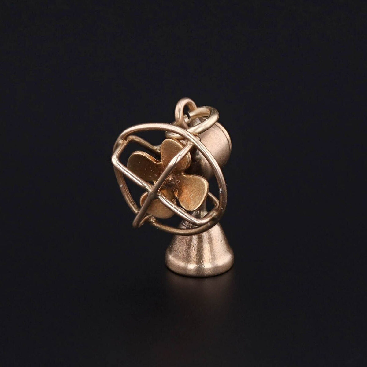 Vintage Moveable Fan Charm of 14k Gold - Trademark Antiques