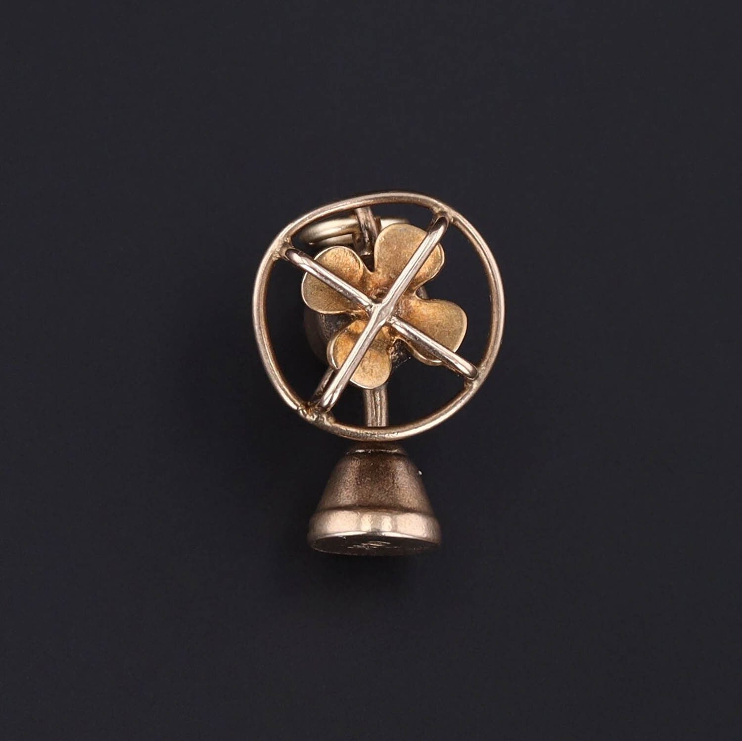 Vintage Moveable Fan Charm of 14k Gold - Trademark Antiques