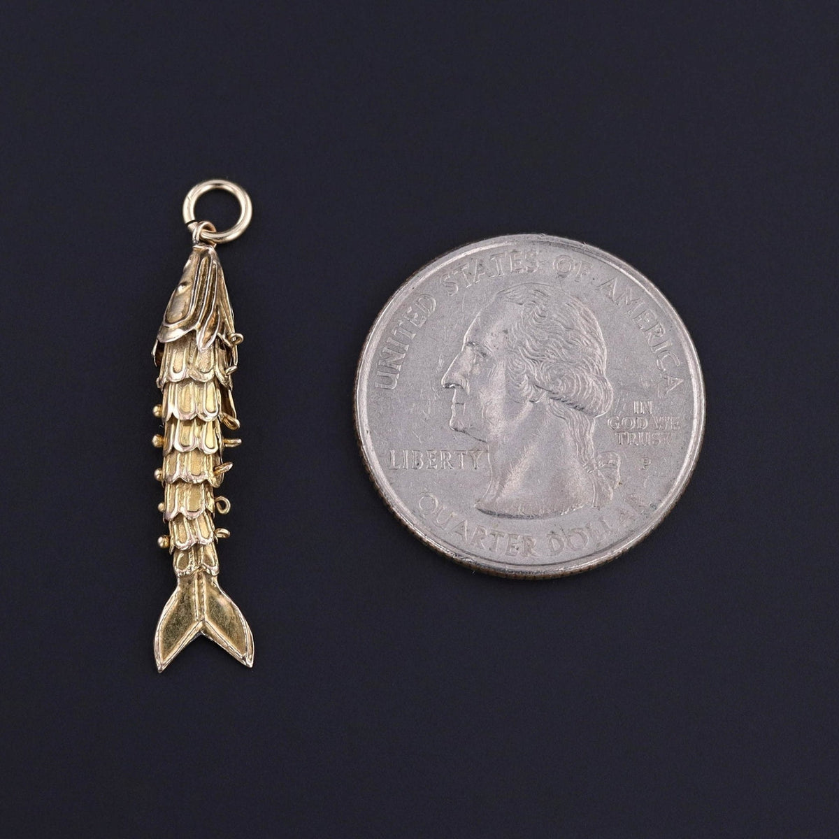 Vintage Moveable Fish Charm of 14k Gold - Trademark Antiques