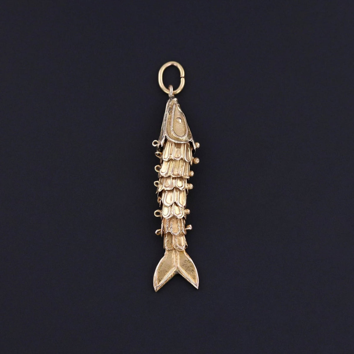 Vintage Moveable Fish Charm of 14k Gold - Trademark Antiques