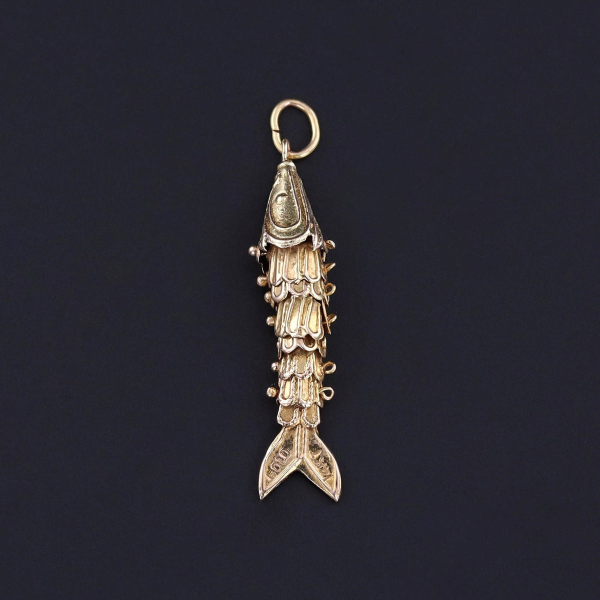 Vintage Moveable Fish Charm of 14k Gold - Trademark Antiques