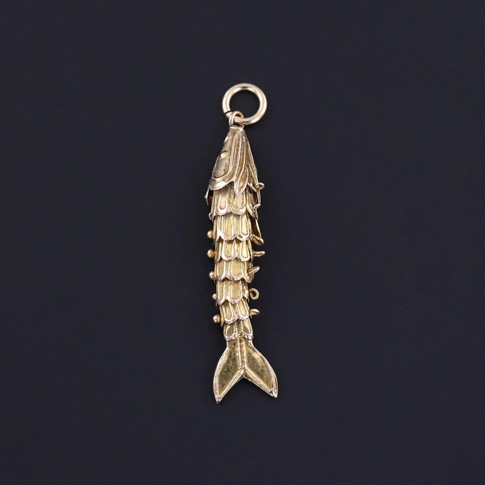 Vintage Moveable Fish Charm of 14k Gold - Trademark Antiques