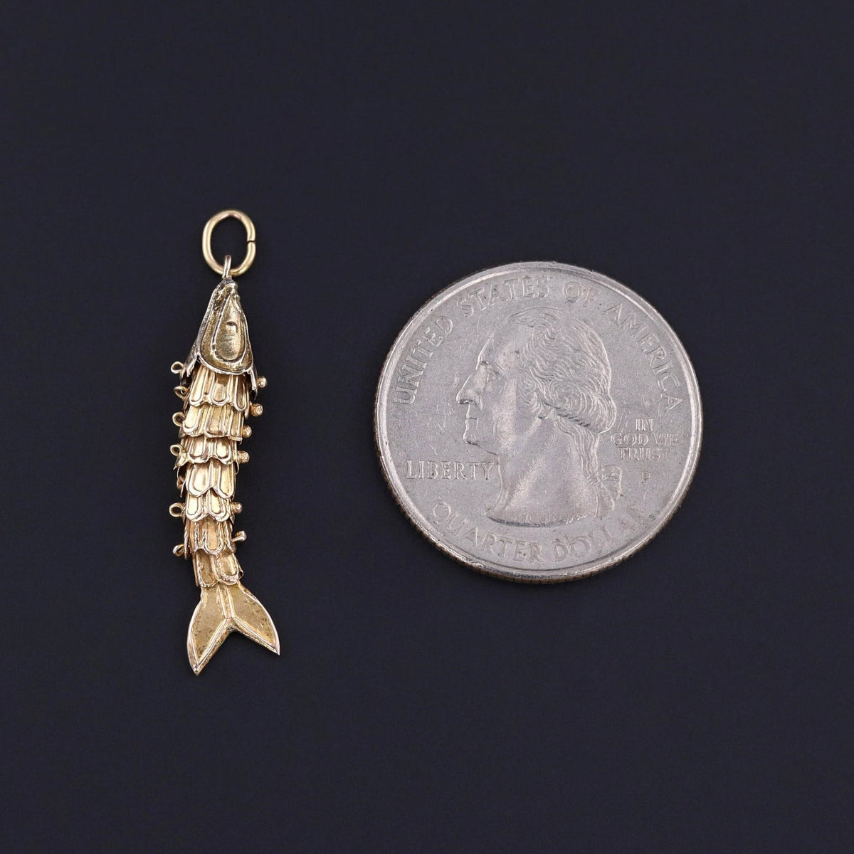 Vintage Moveable Fish Charm of 14k Gold - Trademark Antiques