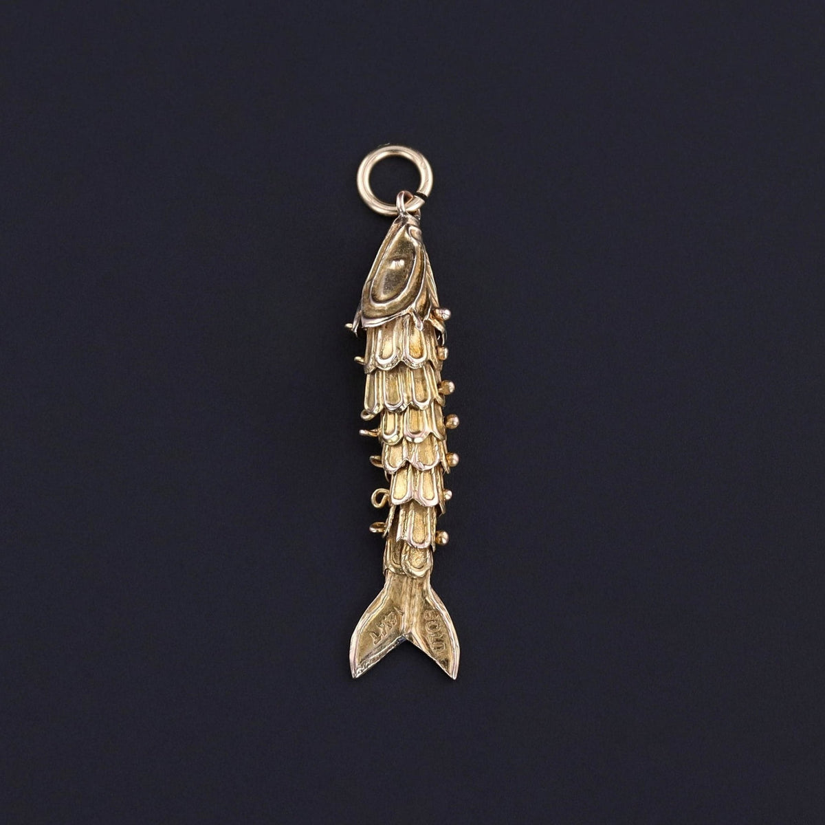 Vintage Moveable Fish Charm of 14k Gold - Trademark Antiques