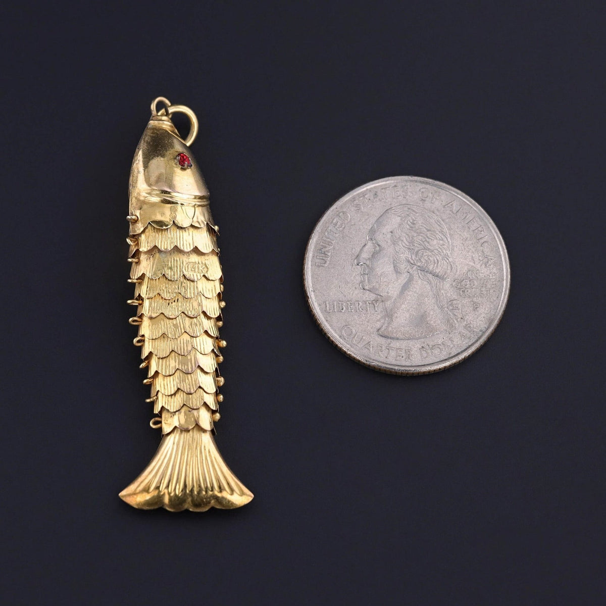 Vintage Moveable Fish Charm of 9ct Gold - Trademark Antiques