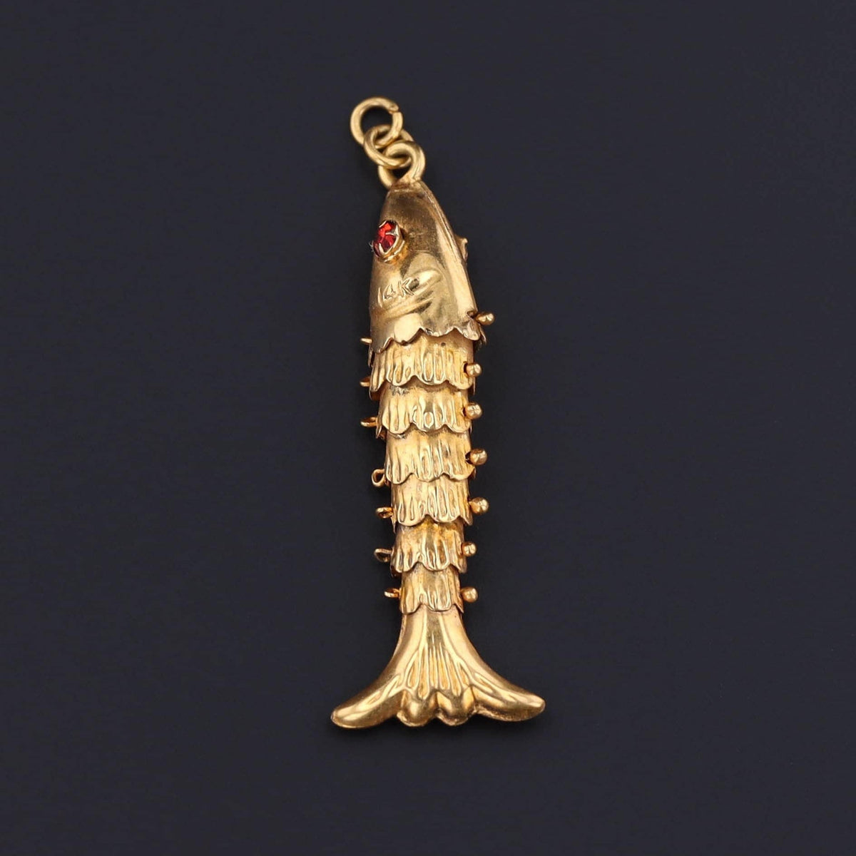 Vintage Moveable Fish Pendant of 14k Gold - Trademark Antiques