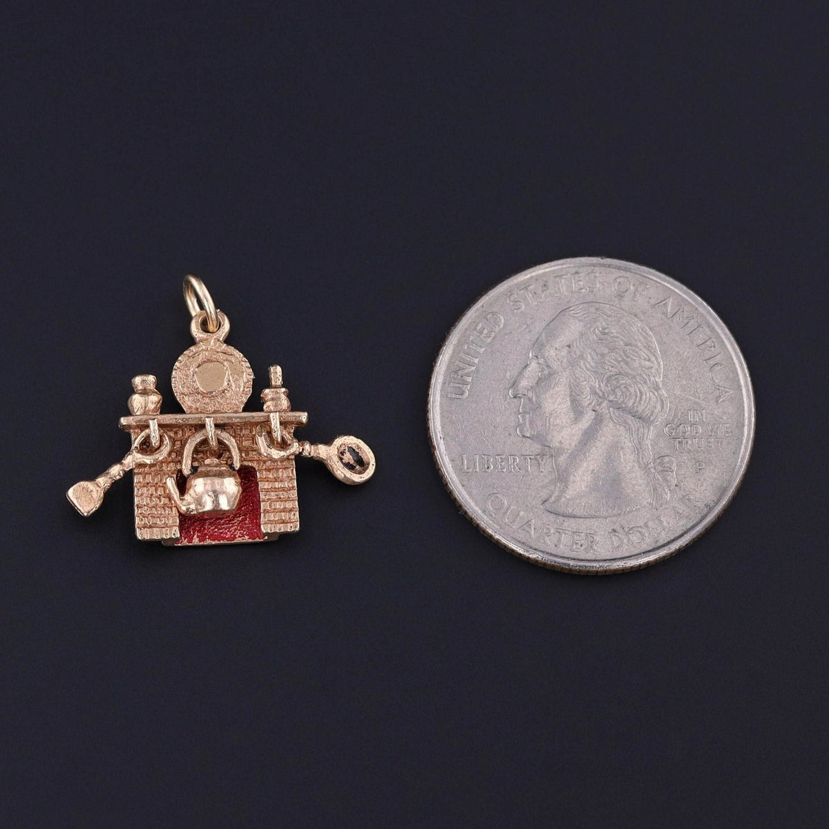 Vintage Moveable Hearth Charm of 14k Gold - Trademark Antiques