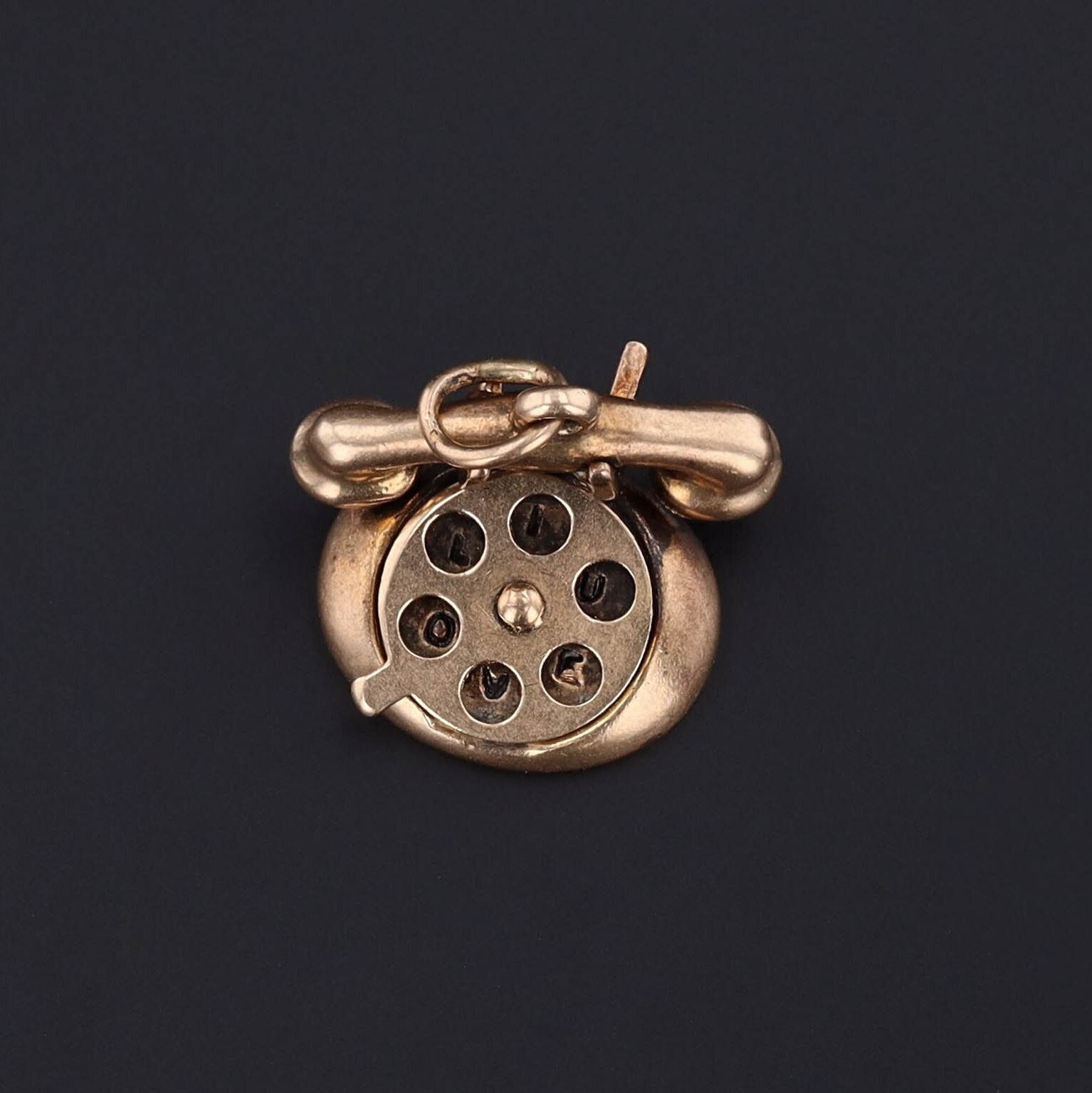 Vintage Moveable I Love U Phone Charm of 14k Gold - Trademark Antiques