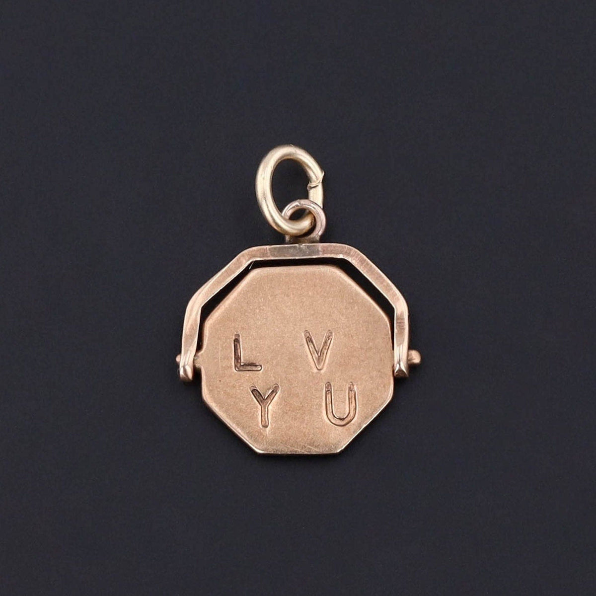 Vintage Moveable I Love You Spinner Charm of 14k Gold - Trademark Antiques