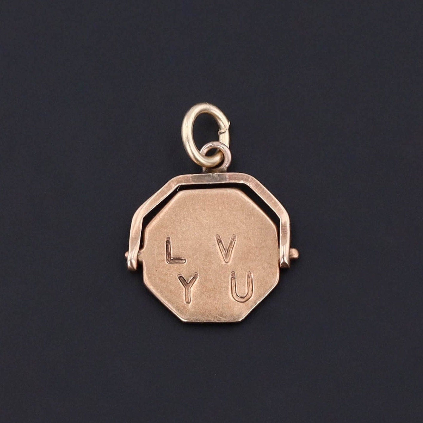 Vintage Moveable I Love You Spinner Charm of 14k Gold - Trademark Antiques