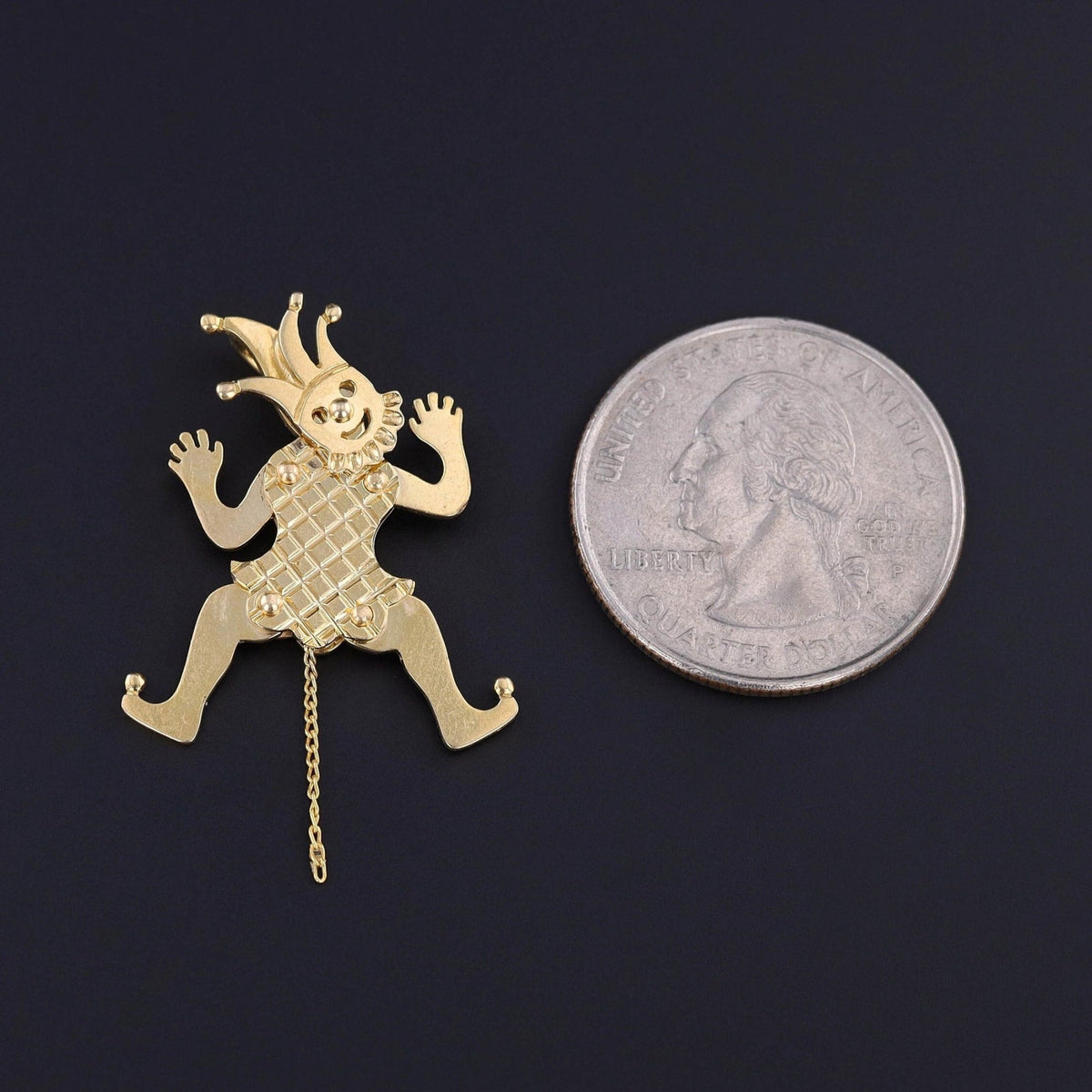 Vintage Moveable Jester Pendant of 14k Gold - Trademark Antiques
