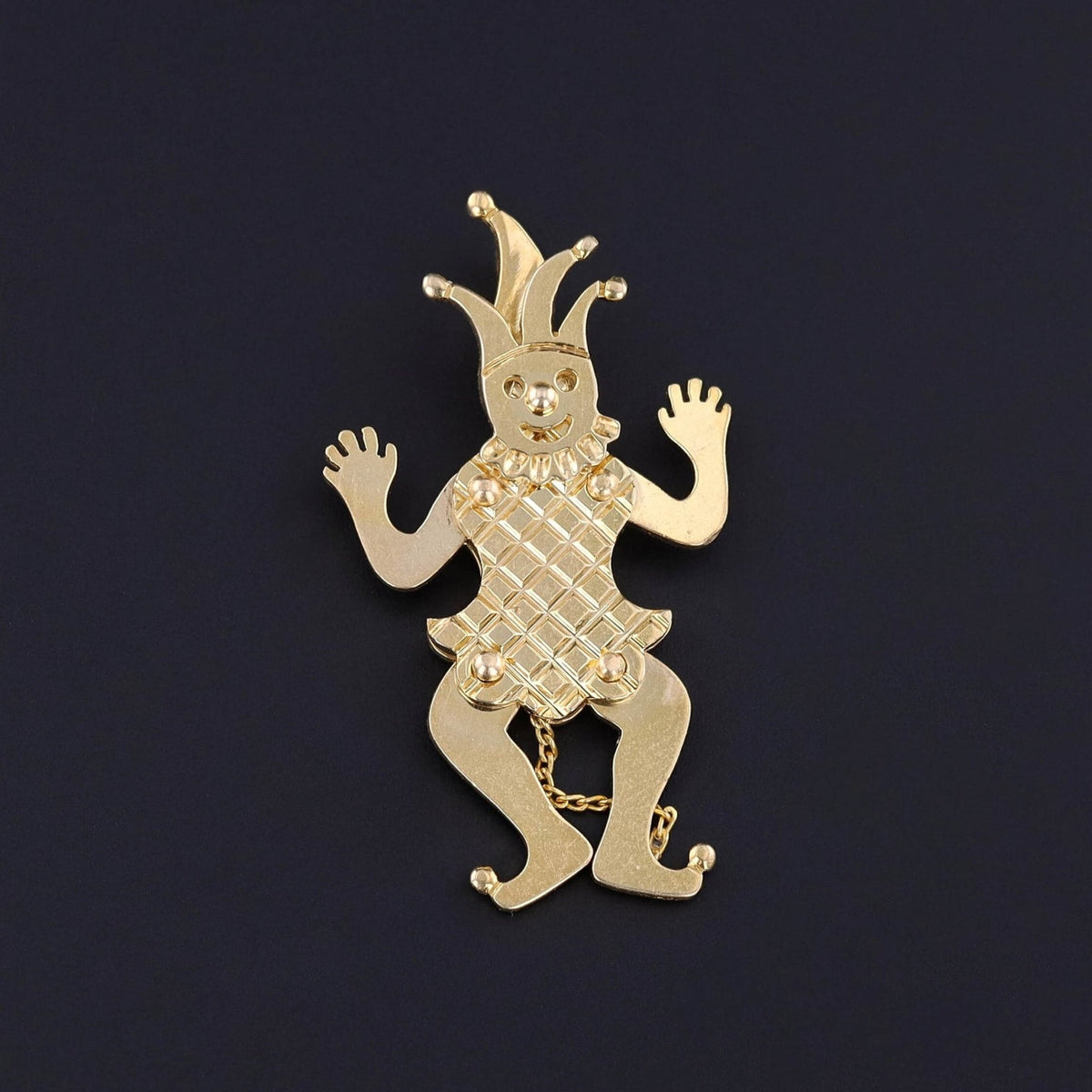 Vintage Moveable Jester Pendant of 14k Gold - Trademark Antiques