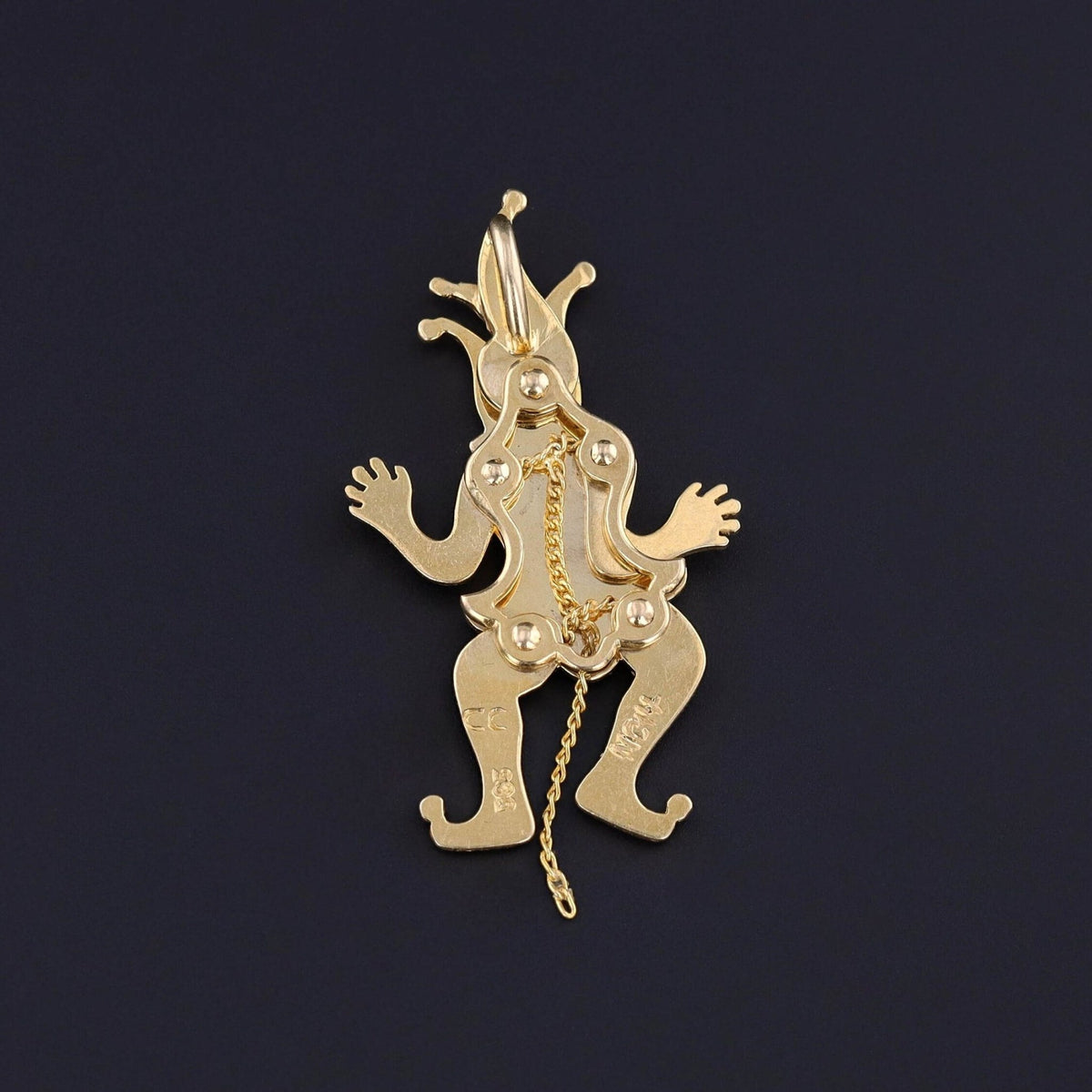 Vintage Moveable Jester Pendant of 14k Gold - Trademark Antiques