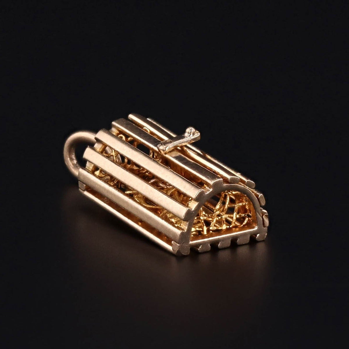 Vintage Moveable Lobster Trap Charm of 14k Gold - Trademark Antiques