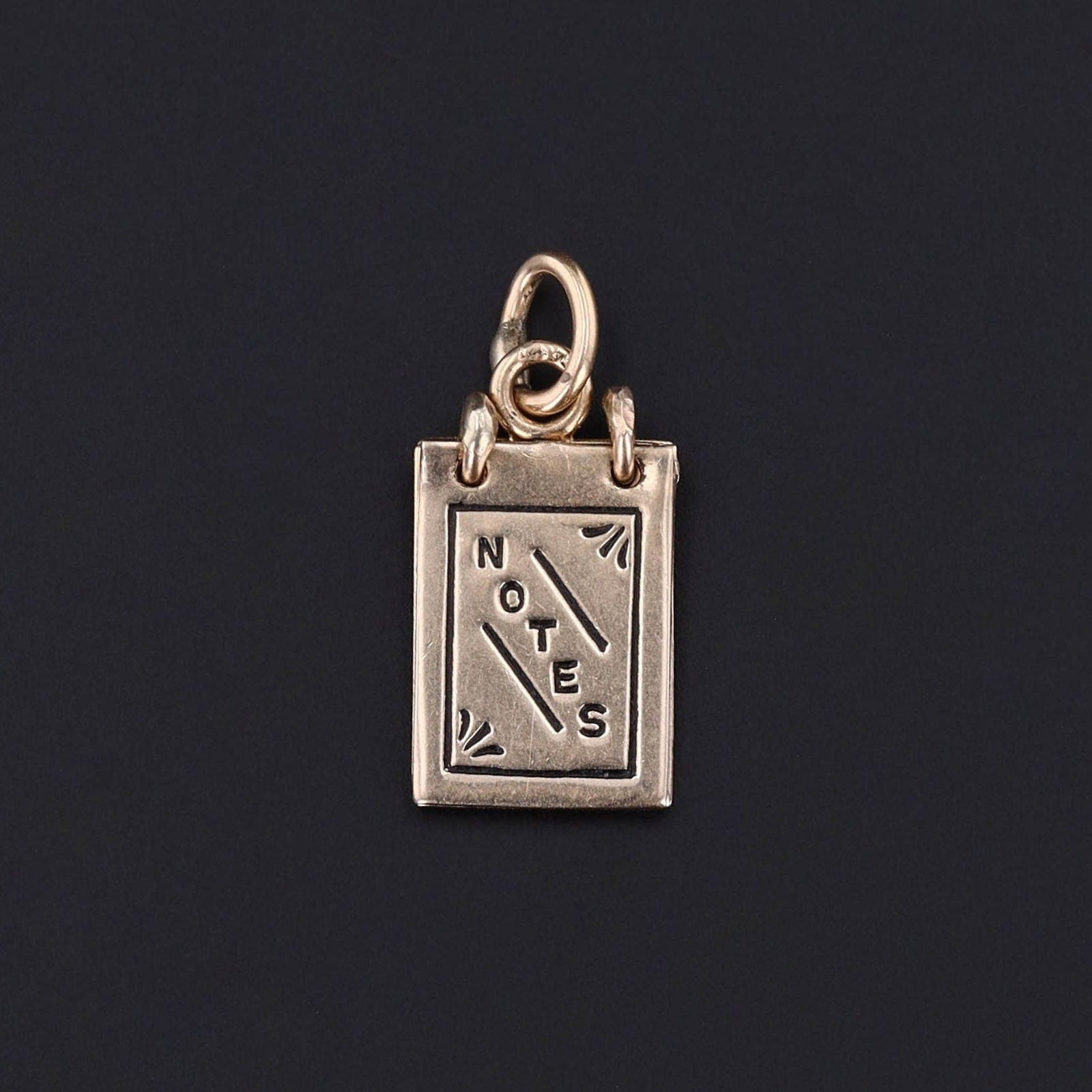 Vintage Moveable Notepad Charm of 14k Gold - Trademark Antiques