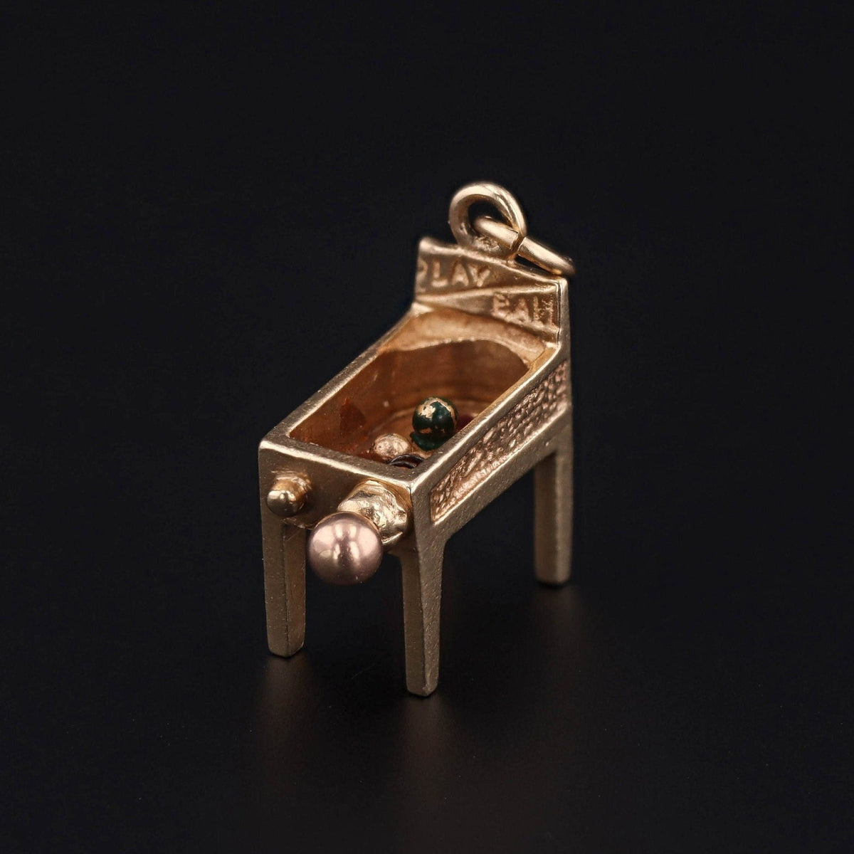 Vintage Moveable Pinball Charm of 14k Gold - Trademark Antiques