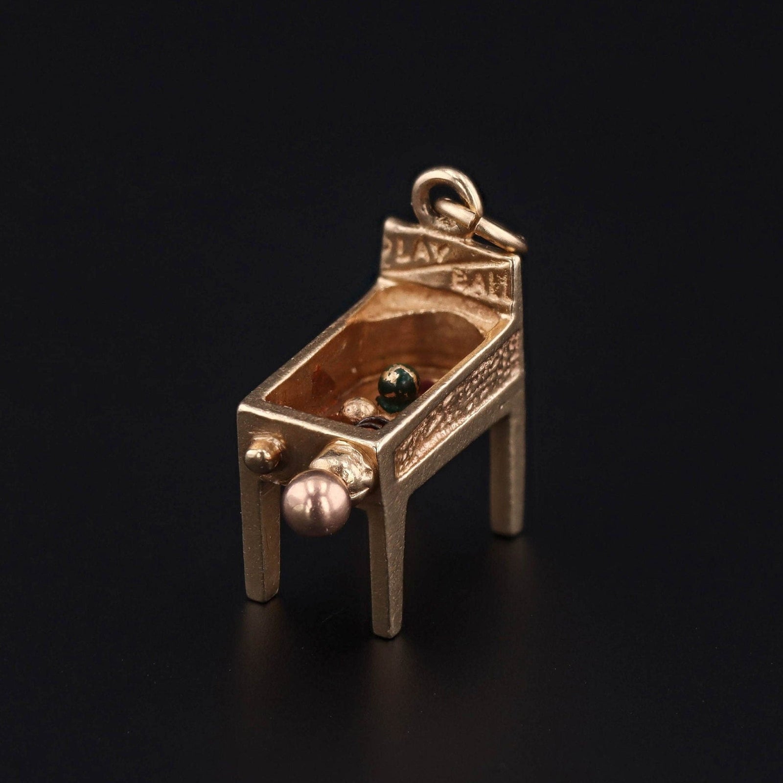 Vintage Moveable Pinball Charm of 14k Gold - Trademark Antiques