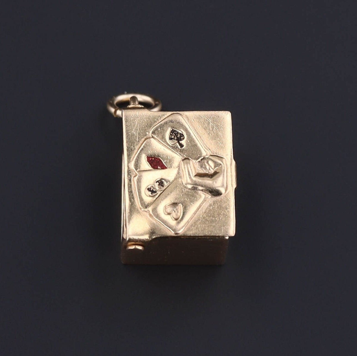 Vintage Moveable Playing Cards Charm of 14k Gold - Trademark Antiques