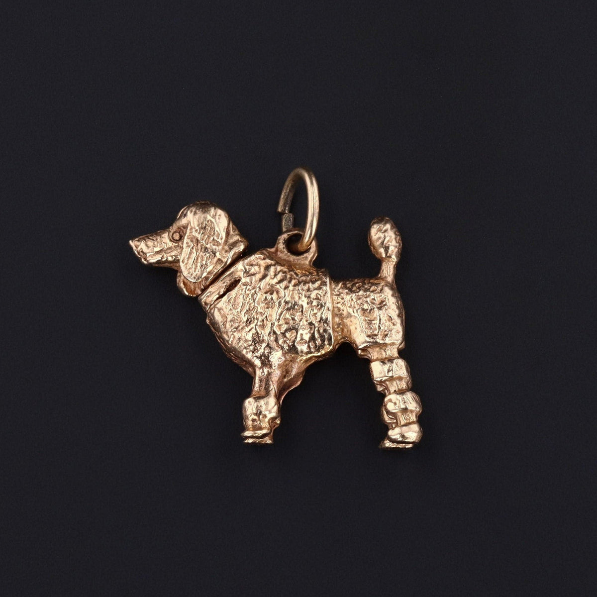 Vintage Moveable Poodle Dog Charm of 14k Gold - Trademark Antiques