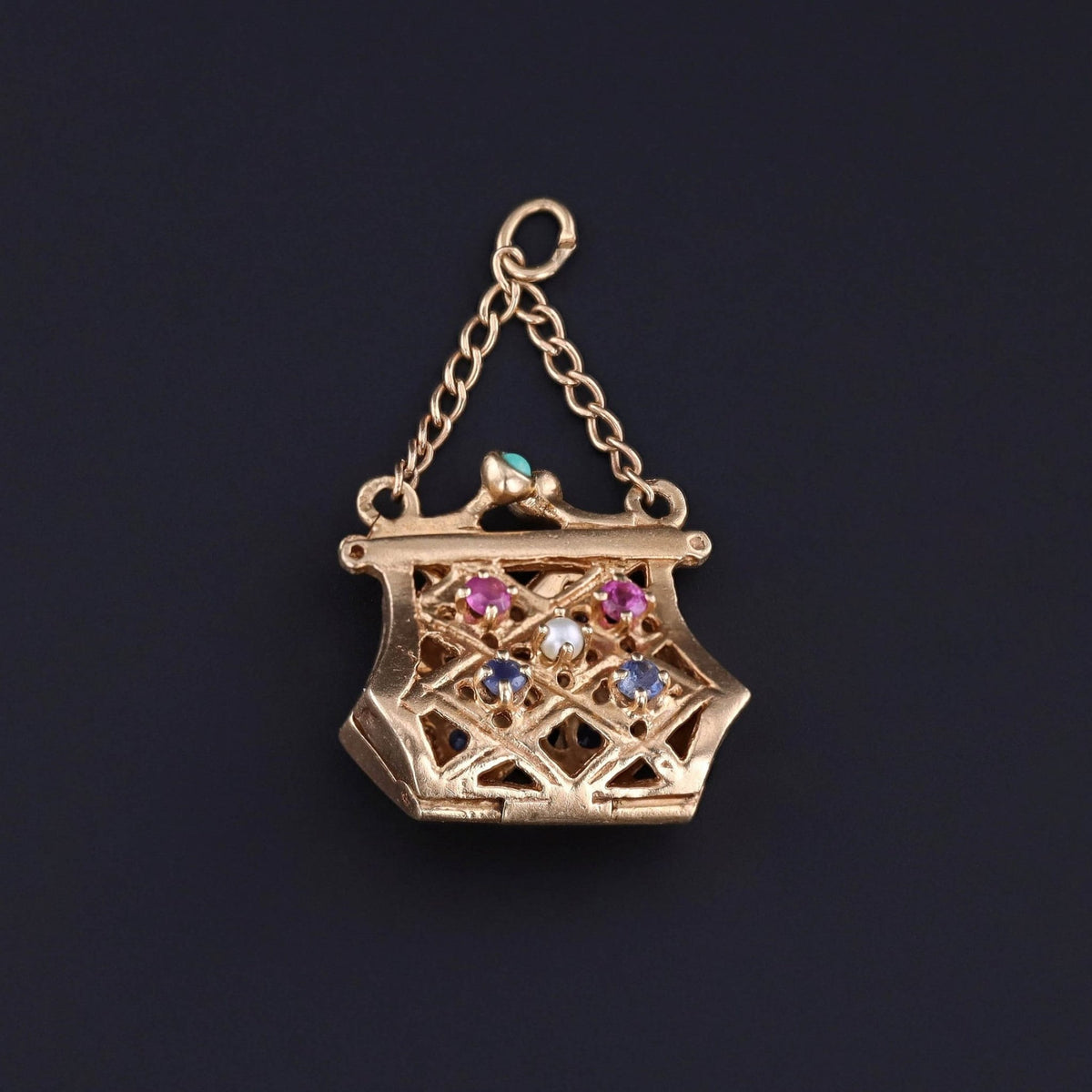 Vintage Moveable Purse Charm of 14k Gold - Trademark Antiques