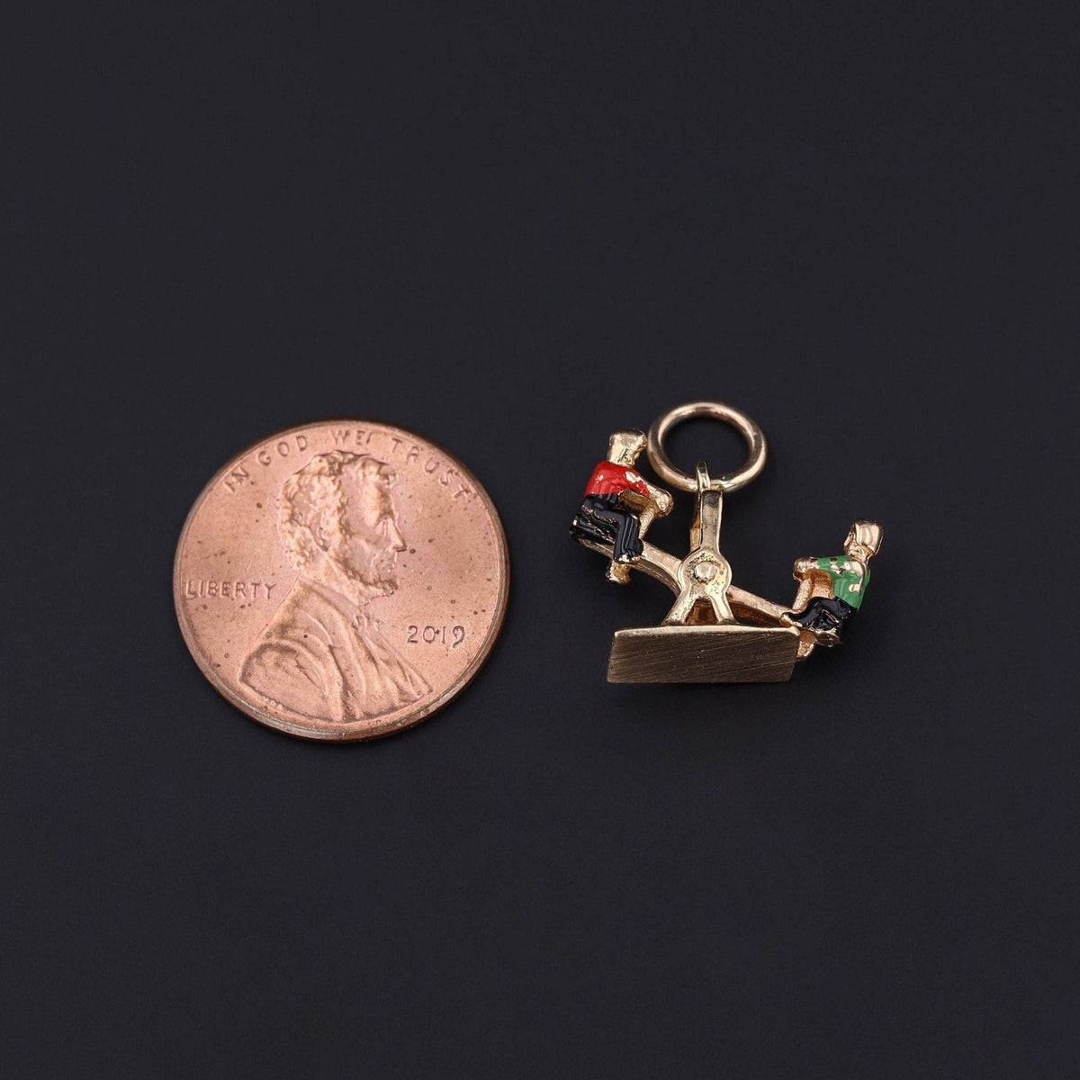 Vintage Moveable Seesaw Charm of 14k Gold - Trademark Antiques