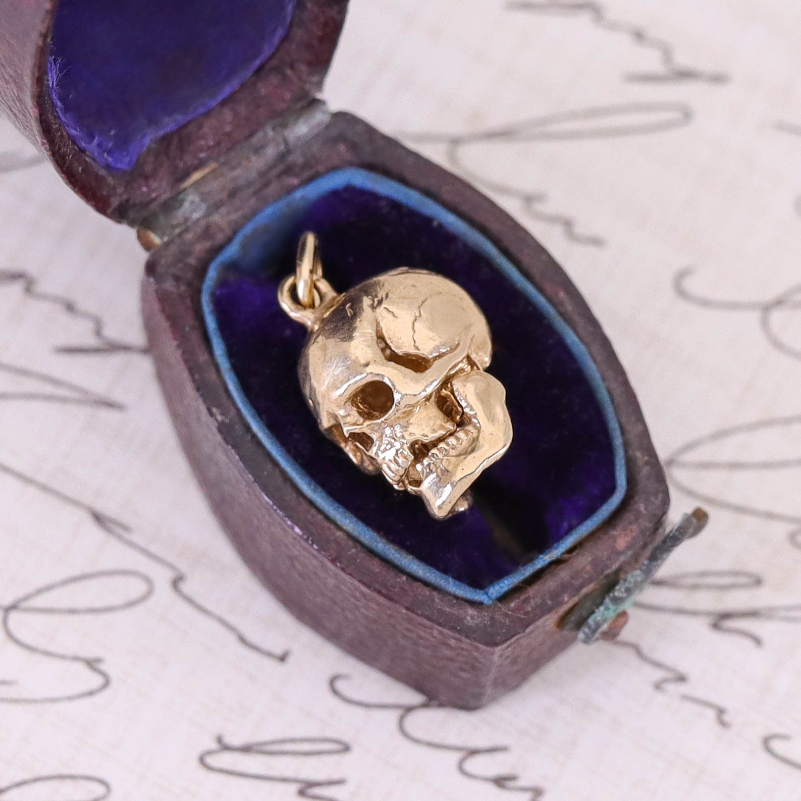 Skelett Gebraucht 14 Karat Gelbgold Schädel-Anhänger – 2,5 Gramm, Punk-Style, Skelett-Charm Pendant Gold