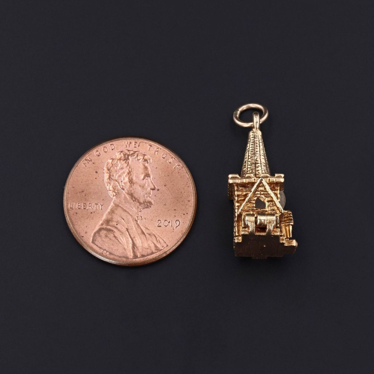 Vintage Moveable Stanhope Wedding Chapel Charm of 14k Gold - Trademark Antiques